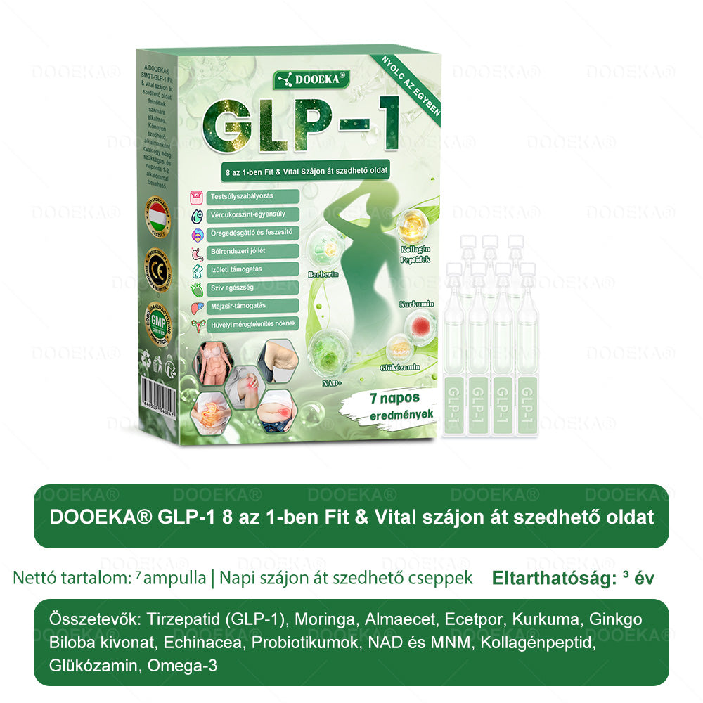 🔥DOOEKA® GLP-1 8 az 1-ben Fit & Vital Szájon át szedhető oldat – Napi egyszer, 7 nap alatt látható változás / Elhízás, szív- és érrendszeri egészség, cukorbetegség, alvási apnoe, bélrendszer egészsége, ízületi problémák és még sok más esetén